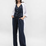 Damenweste und -hose, Capsule Collection, 100% Leinen