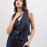 Damenweste und -hose, Capsule Collection, 100% Leinen