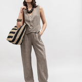 Damenweste und -hose, Capsule Collection, 100% Leinen