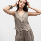 Damenweste und -hose, Capsule Collection, 100% Leinen