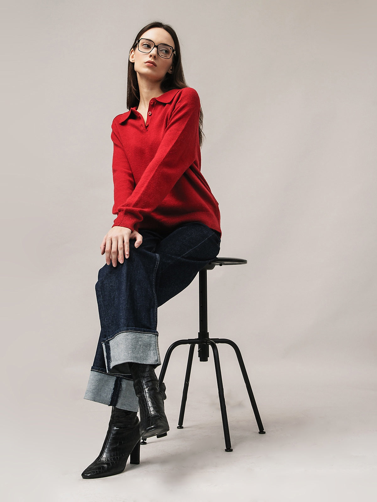 Damen-Polopullover mit Angorawolle