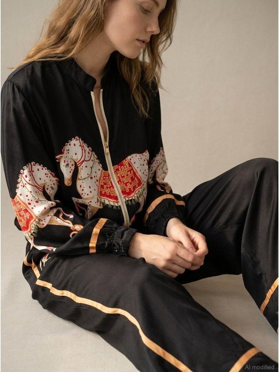 Damenjacke im „Bomber“-Stil mit Seide