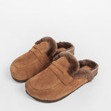 Damen-Leder-Outdoor-Pantoffeln mit Futter