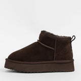 Damen-Winterstiefel aus Leder mit Schafsfellbesatz