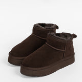 Damen-Winterstiefel aus Leder mit Schafsfellbesatz