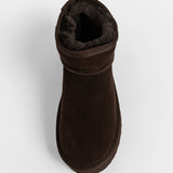 Damen-Winterstiefel aus Leder mit Schafsfellbesatz