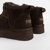 Damen-Winterstiefel aus Leder mit Schafsfellbesatz