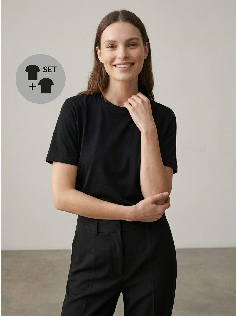 Kurzärmeliges Damen-T-Shirt, 2 Stück.