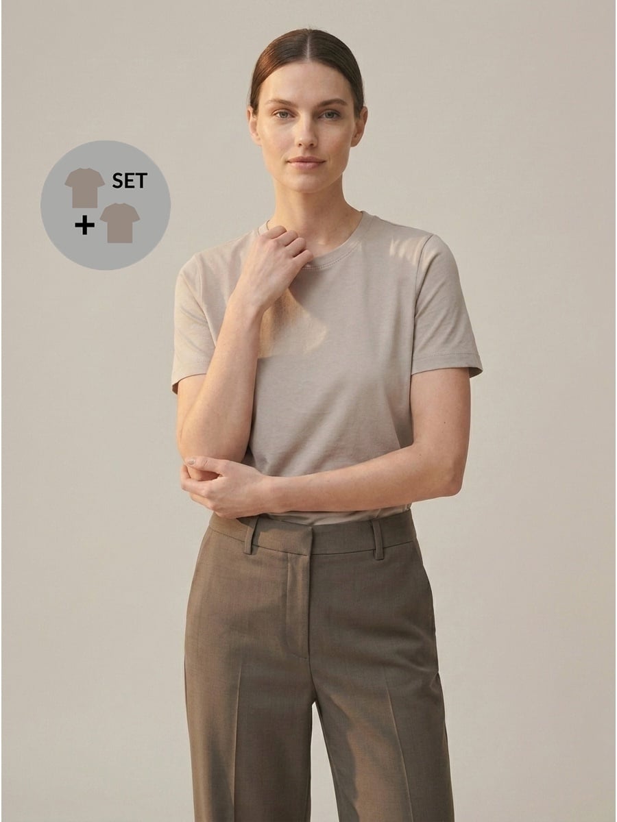 Kurzärmeliges Damen-T-Shirt, 2 Stück.