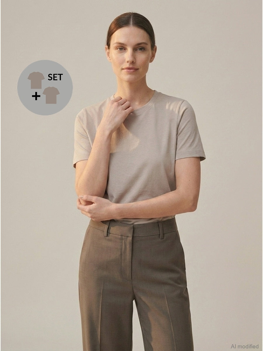 Kurzärmeliges Damen-T-Shirt, 2 Stück.