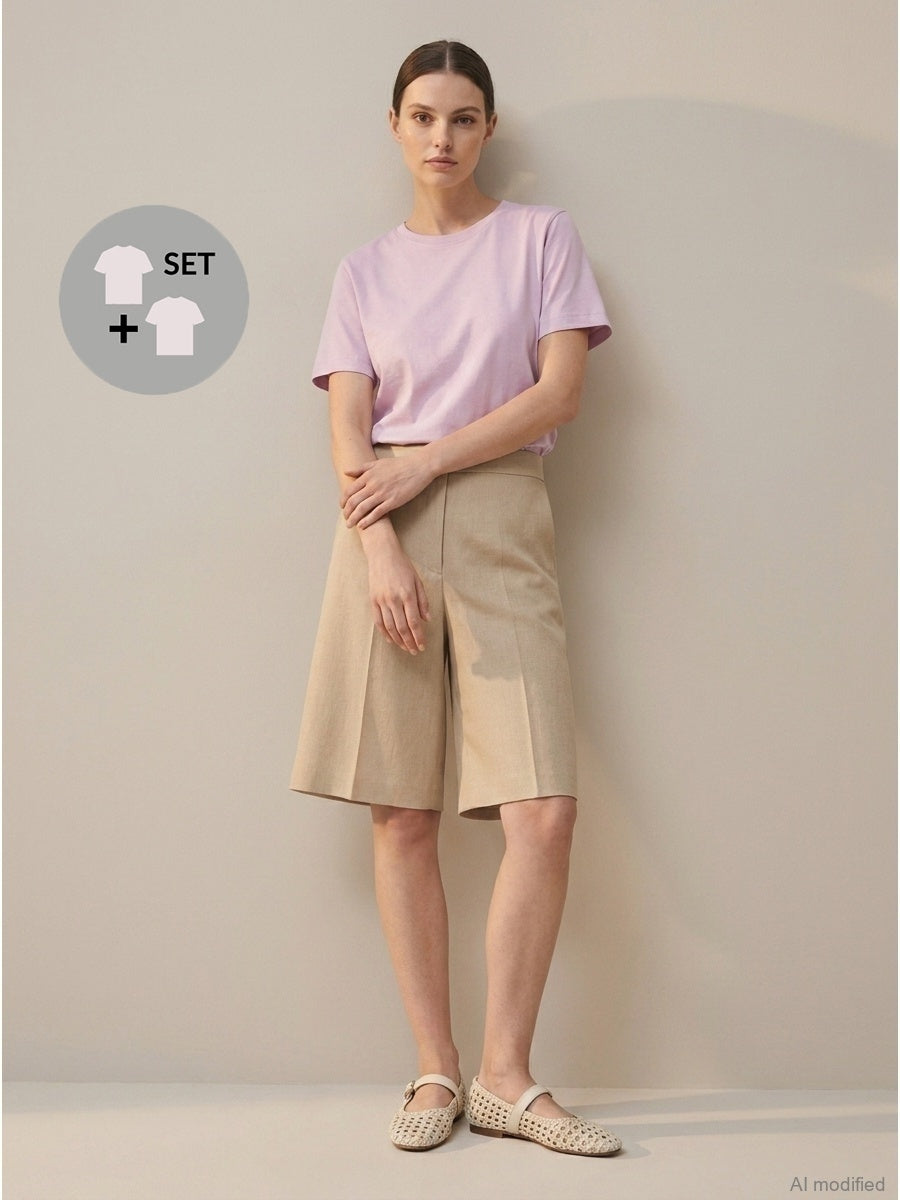 Kurzärmeliges Damen-T-Shirt, 2 Stück.