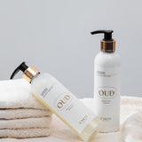 Pflegendes und feuchtigkeitsspendendes Körper-Gesichts-Hand-Set "Oud": Reiniger 250 ml + Creme 250 ml